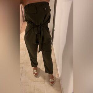 Olive Green Cargo Jumpsuit